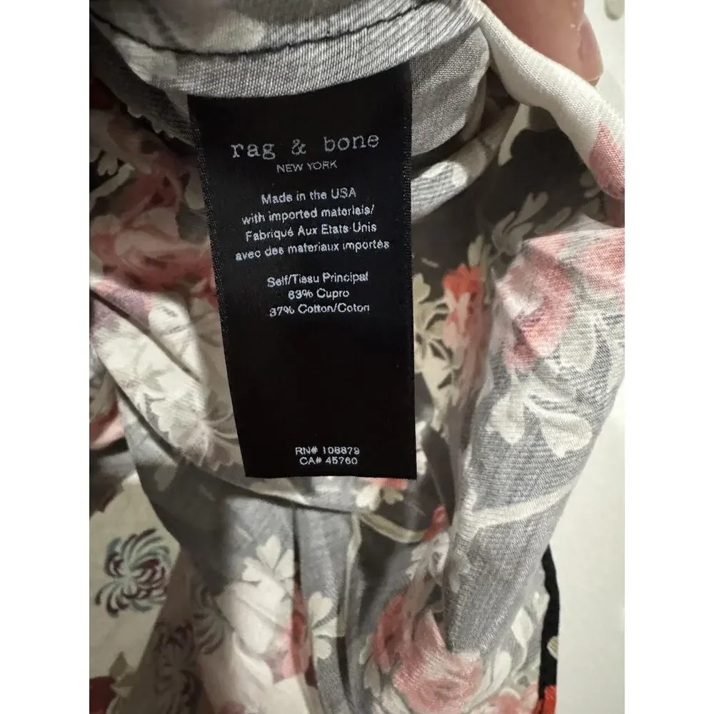 Rag and Bone Cropped Shirt Size XXS Black Pink Floral Speghetti Strap Halter Top